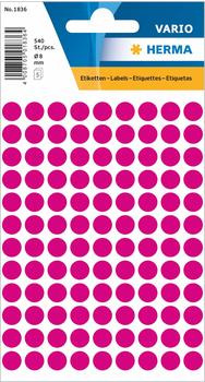 Herma 1836 Heftetiketten pink &Oslash; 8mm 540 St&uuml;ck