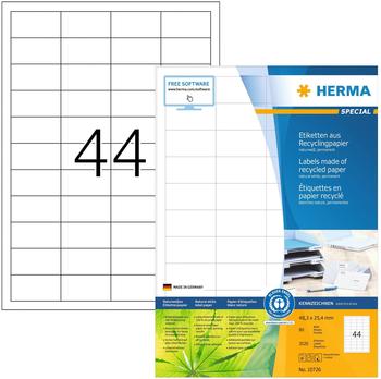 Herma Universaletiketten 10726, Special Recycling, wei&szlig;, 48,3 x 25,4mm, 80 Blatt, 3520 St&uuml;ck