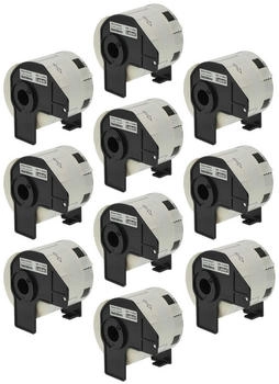 vhbw 10x Etiketten-Rolle mit Halter 62mm x 29mm (800 Etiketten) kompatibel mit Brother PT QL560VP, QL-570 Etiketten-Drucker - Premium (182788721-5)