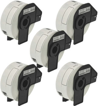 vhbw 5x Etiketten-Rolle mit Halter 29mm x 90mm (400 Etiketten) kompatibel mit Brother PT QL500BW, QL500BS Etiketten-Drucker - Premium (182788495-4)