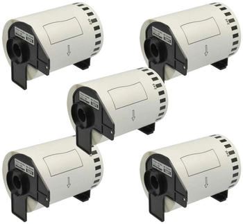vhbw 5x Etiketten-Rolle mit Halter 103mm x 30,48m kompatibel mit Brother P-Touch QL 1050 N, QL 1050 Etiketten-Drucker - Selbstklebend (182788374)