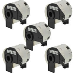 vhbw 5x Etiketten-Rolle mit Halter 62mm x 29mm (800 Etiketten) kompatibel mit Brother PT QL1060N, QL-1060 Etiketten-Drucker - Premium (182788585-1)