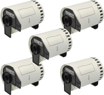 vhbw 5x Etiketten-Rolle mit Halter 103mm x 30,48m kompatibel mit Brother P-Touch QL 1100 NWB, QL 1100 NWBC Etiketten-Drucker - Selbstklebend (182788374-3)