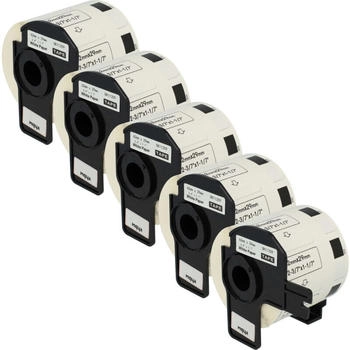 vhbw 5x Etiketten-Rolle mit Halter 62mm x 29mm (800 Etiketten) kompatibel mit Brother PT QL-650, QL650TD, QL-700, QL-710 Etiketten-Drucker (124494063-4)