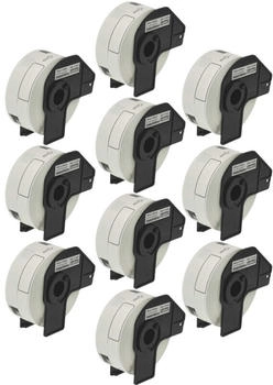 vhbw 10x Etiketten-Rolle mit Halter 29mm x 90mm (400 Etiketten) kompatibel mit Brother PT QL500BW, QL500BS Etiketten-Drucker - Premium (182788383-4)