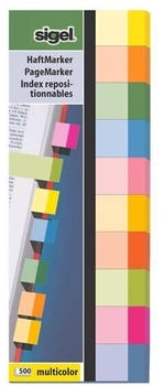 sigel HN682 Haftmarker Multicolor, 500 Streifen, 10 Farben im Format 15 x 50 mm, aus Papier