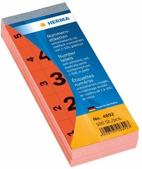 Herma Nummernblock selbstklebend 1-500 rot 28x56mm (4892)
