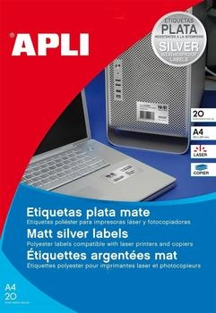APLI Typenschild Etiketten rund Durchmesser 40 mm silber 480 Etiketten (12975)