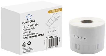 Renkforce Etiketten Rolle Kompatibel ersetzt DYMO DYMO 11354, S0722540 57 x mm Papier Wei&szlig; 1000 St. Permanent haftend Universal-Etiketten RF-6027526