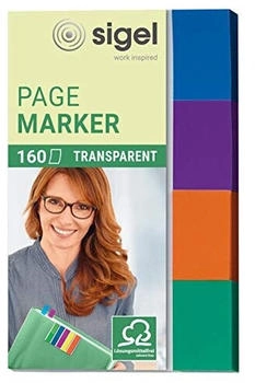 sigel HN671 Haftmarker Transparent, 160 Streifen im Format 20 x 50 mm, mint, orange, violett, türkis, aus Papier