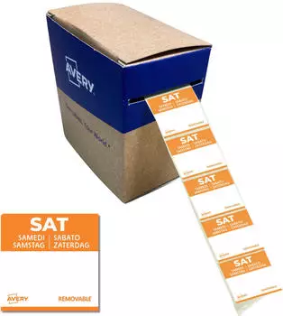 Avery DLSSATREV-1000, Tages-Etiketten, 25 x 25 mm, 1.000 Etiketten / 1 Rolle, Orange