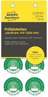 Pr&uuml;fplaketten Gepr&uuml;ft gem&auml;&szlig; VDE 2026-2031 Vinyl 30mm 80 St&uuml;ck