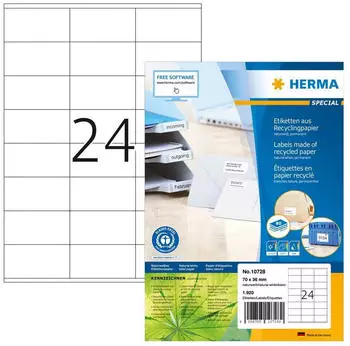 Herma Etiketten permanent 70 x 36 mm naturweiss 80 Bl 1920 Etik. - 10728