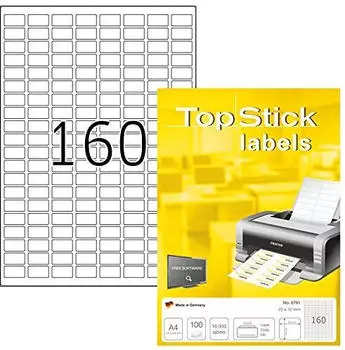 Herma TOP STICK Universal-Etiketten, 22 x 12 mm, wei&szlig;, 100 Blatt (8791)