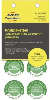Avery Zweckform Pr&uuml;fplaketten 6976 2026-2031