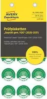 Pr&uuml;fplaketten Gepr&uuml;ft gem&auml;&szlig; VDE 2026-2031 Vinyl 20mm 120 St&uuml;ck