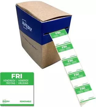Avery DLSFRIREV-1000, Tages-Etiketten, 25 x 25 mm, 1.000 Etiketten / 1 Rolle, Gr&uuml;n