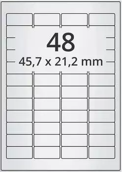 Labelident Polyester Etiketten silber, 45,7 x 21,2 mm, permanent klebend, 1.200 Folienetiketten, matt, DIN A4, 25 Blatt (EB-SR-046021-025)