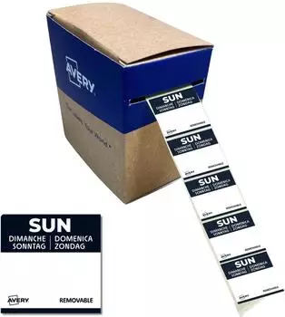 Avery DLSSUNREV-1000, Tages-Etiketten, 25 x 25 mm, 1.000 Etiketten / 1 Rolle, Schwarz