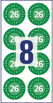 Avery Pr&uuml;fplaketten 2026 NoPeel gr&uuml;n &Oslash;30mm (6946-2026)