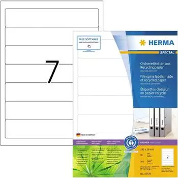 Herma Ordnerr&uuml;cken-Etiketten 192x38mm recycling natur-wei&szlig; (10739)