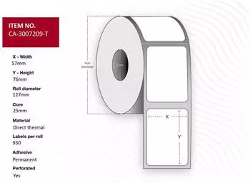 capture Etikettenrolle 57x76mm Kern 25mm Thermodirekt (CA-3007209-T)