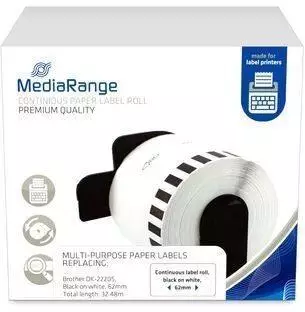 MediaRange Endlospapieretikett 62mm x 30,48m, schwarz auf wei&szlig; (MRBDK22205)