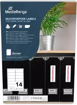 MediaRange MRINK146 Selbstklebende Etiketten 99,1x38,1mm wei&szlig;, 700 St&uuml;ck (MRINK146)