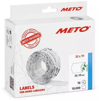 Meto Handauszeichner-Etiketten 32x19mm, 2-zeilig, weiß, ablösbar, 10.000 Stück (30007364)