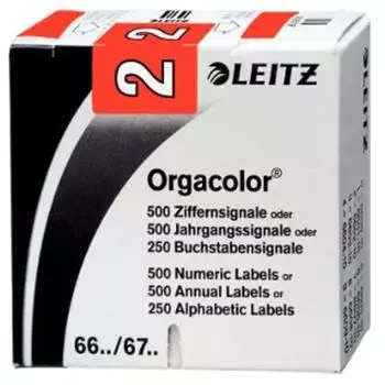 Leitz Orgacolor® Ziffernsignal "2" selbstklebend, rot, 23x30mm (6602)