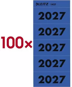 Leitz Inhaltsschildchen Jahreszahl 2027, blau, 60x25,5mm, 100 St&uuml;ck (1427-00-35)