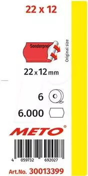 Meto Preisetiketten "Sonderpreis" 22x12mm leuchtrot permanent (30013399)