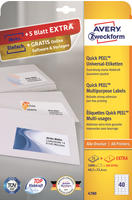 AVERY Zweckform 4780, AVERY Zweckform Etiketten 4780 wei&szlig; 48,5 x 25,4 mm, 30 Blatt