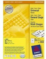 AVERY Zweckform 3653, AVERY Zweckform Etiketten 3653 wei&szlig; 105,0 x 42,3 mm, 100 Blatt