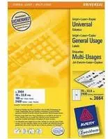 AVERY Zweckform 3664, AVERY Zweckform Etiketten 3664 wei&szlig; 70,0 x 33,8 mm, 100 Blatt