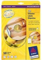 AVERY Zweckform L6015-25, AVERY Zweckform CD-Etiketten L6015-25 wei&szlig;, 50 Etiketten