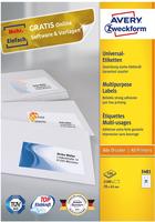 AVERY Zweckform 3481, AVERY Zweckform Etiketten 3481 wei&szlig; 70,0 x 41,0 mm, 100 Blatt