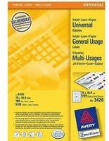 AVERY Zweckform 3420, AVERY Zweckform Etiketten 3420 wei&szlig; 70,0 x 16,9 mm, 100...