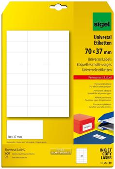 sigel LA138 Universal-Etiketten, 70 x 37 mm, weiß