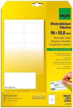 sigel LA216 Vielzweck-Etiketten, 96 x 50,8 mm, weiß