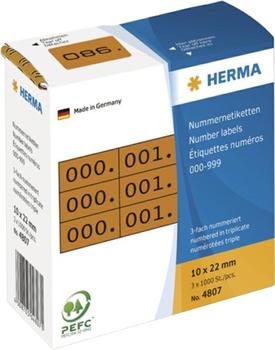 Herma Nummern-Etiketten, 10x22 mm, braun/schwarz (4807)