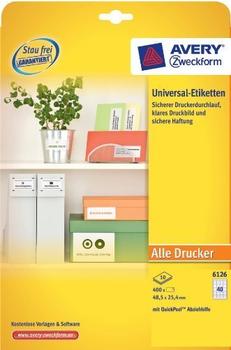 Avery Zweckform Universal-Etiketten, 48,5 x 25,4 mm, weiß (6126)