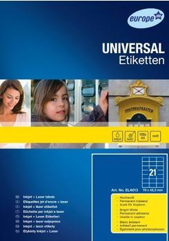 europe 100 Universal-Etiketten, 70 x 42,3 mm, weiß (ELA013)