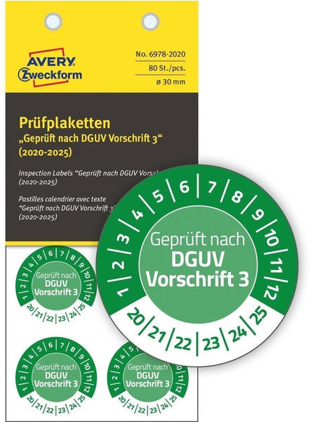 Avery Zweckform Prüfplaketten grün (6978-2020)