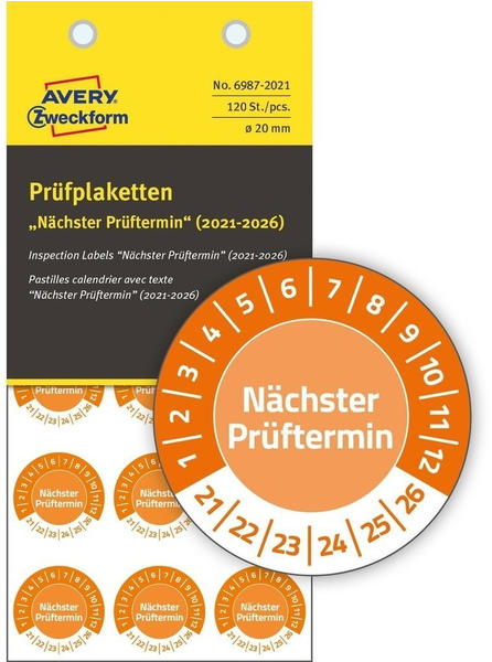 Avery Zweckform Prüfplaketten orange (6987-2021)