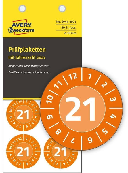 Avery Zweckform Prüfplaketten orange (6946-2021)