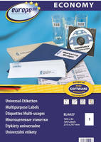 Europe 100 ELA027, Europe 100 ELA027 Universal-Etiketten 210 x 297mm Papier Wei&szlig; 100