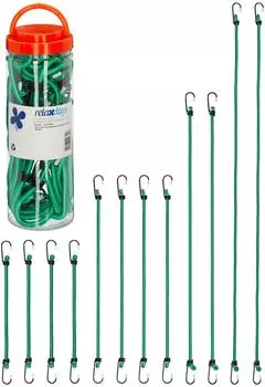 Relaxdays Spanngummi mit Haken, 12er Set, 4 Gr&ouml;&szlig;en, gr&uuml;n