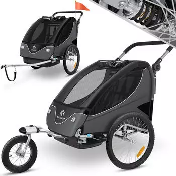 Kesser Kinderfahrradanhänger 360° Drehbar mit Feder schwarz Kesser Kinderfahrradanhänger 360° Drehbar mit Feder schwarz
