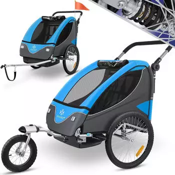 Kesser Kinderfahrradanhänger 360° Drehbar mit Feder blau